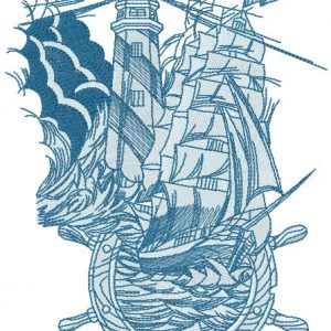 Marine collage embroidery design