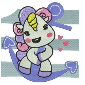 Marine unicorn embroidery design