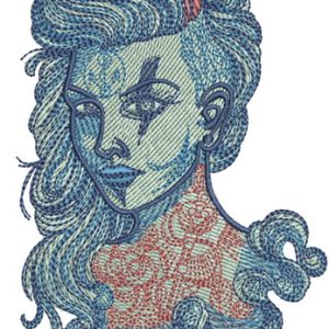 Marine witch embroidery design