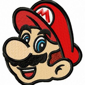 Mario face embroidery design