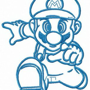 Mario runs embroidery design