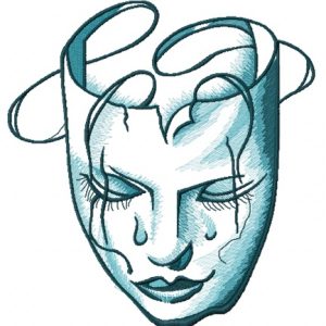 Mask of sadness embroidery design