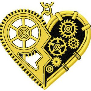 Mechanical heart embroidery design
