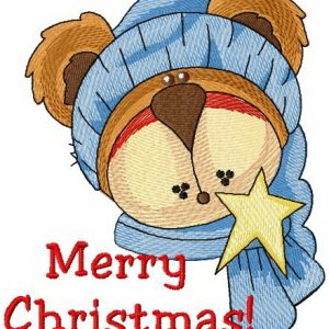 Merry Christmas bear embroidery design