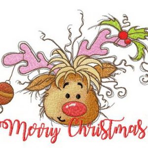 Merry Christmas fawn embroidery design