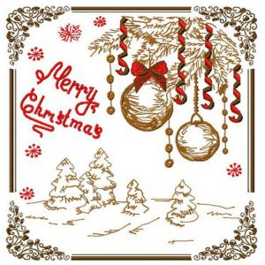 Merry Christmas postcard 2 embroidery design