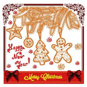 Merry Christmas postcard 5 embroidery design