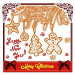 Merry Christmas postcard 5 embroidery design