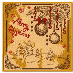 Merry Christmas postcard embroidery design