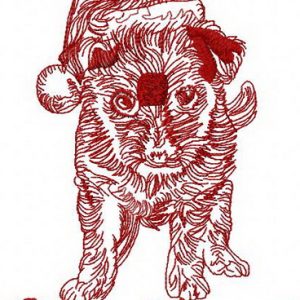 Merry Christmas puppy embroidery design