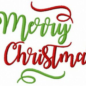 Merry Christmas red and green embroidery design