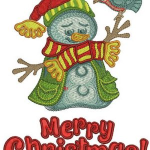Merry Christmas snowman embroidery design