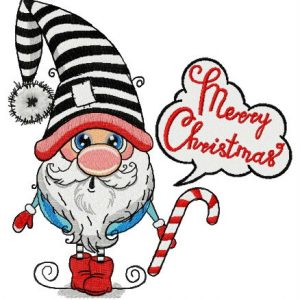 Merry Christmas surprised gnome embroidery design