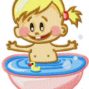 Baby merry swimming embroidery design