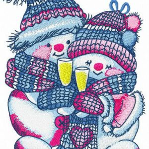 Merry Xmas snowmen embroidery design