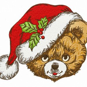 Merry Xmas teddy bear embroidery design