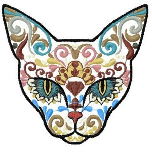 Mexican cat embroidery design