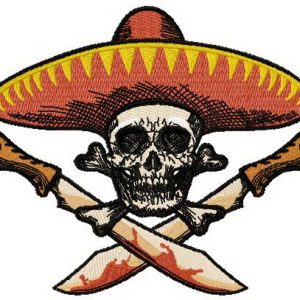 Mexican skull embroidery design