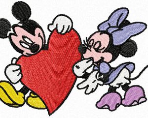 Mickey and Minnie Mouse Valentine's Day embroidery design