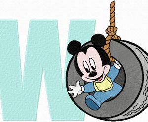 Mickey Mouse W Wheel embroidery design