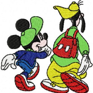 Mickey Mouse and Goofy embroidery design