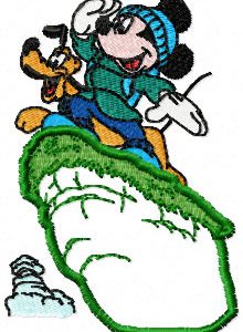 Mickey Mouse and Pluto embroidery design