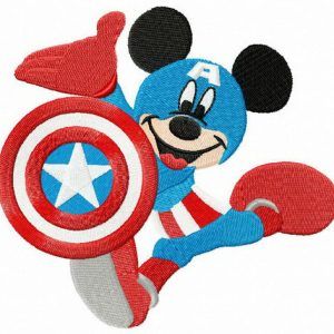 Mickey in Captain America costume embroidery design