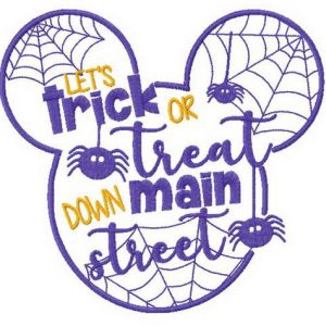 Mickey Let's trick ot treat down main street embroidery design