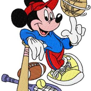 Mickey Mouse Baseball embroidery design