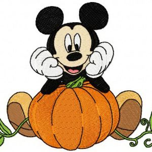 Mickey Mouse grows pumpkin embroidery design