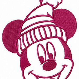 Mickey Mouse likes warm hat embroidery design