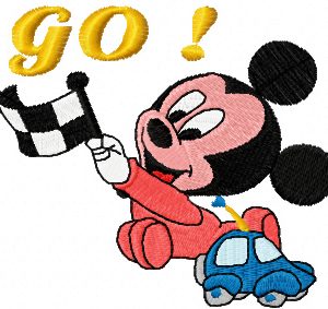 Mickey Mouse Racing embroidery design