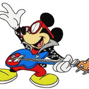 Mickey Mouse rock star embroidery design