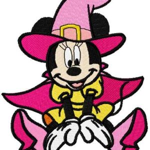 Minnie Mouse witch costume embroidery design