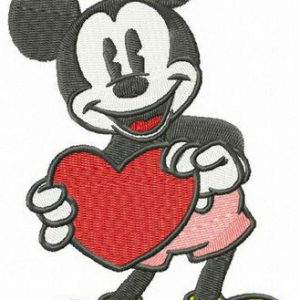 Mickey Mouse with big Valentine card embroidery design
