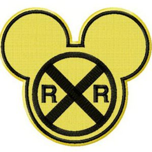Mickey railroad crossing sign embroidery design