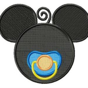 Mickey with baby dummy embroidery design