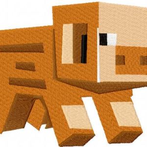 Minecraft pig embroidery design
