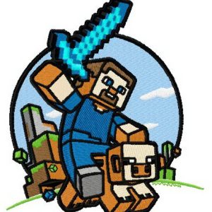 Minecraft warrior embroidery design