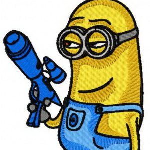 Minion with gun embroidery design
