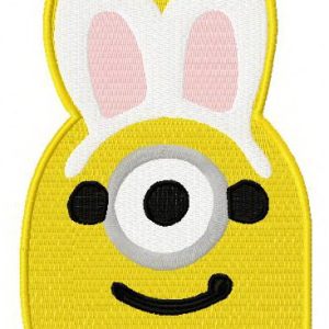 Minion with bunny ears embroidery design