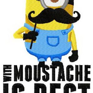 Minion with moustache is best embroidery design