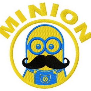 Minion with mustache embroidery design