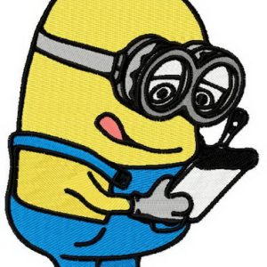 Minion writing embroidery design