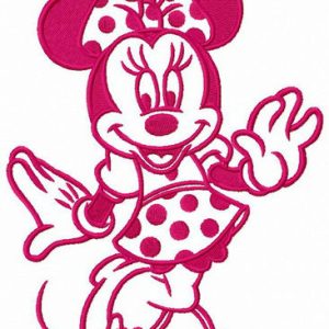 Minnie in polka-dot dress embroidery design