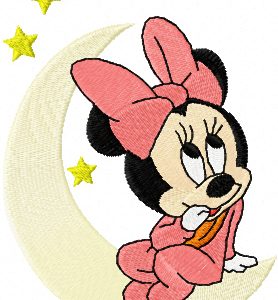 Minnie Mouse and moon embroidery design