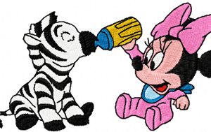 Minnie Mouse and zebra  embroidery design