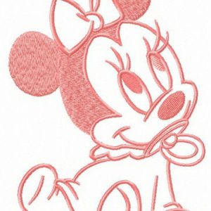 Minnie waiting for mum embroidery design