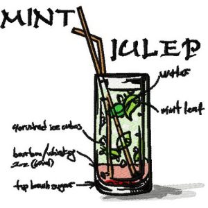 Mint julep cocktail embroidery design
