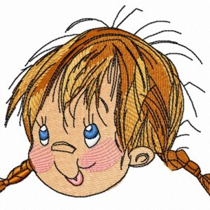 Mischievous girl embroidery design